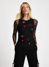 Blusa Benditta Tule Bordada Feminina