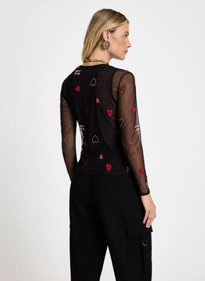Blusa Benditta Tule Bordada Feminina